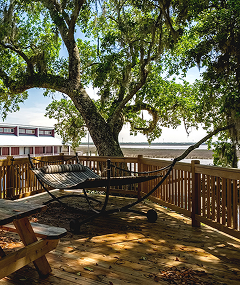 Hammock on a wooden deck in Pascagoula, MS